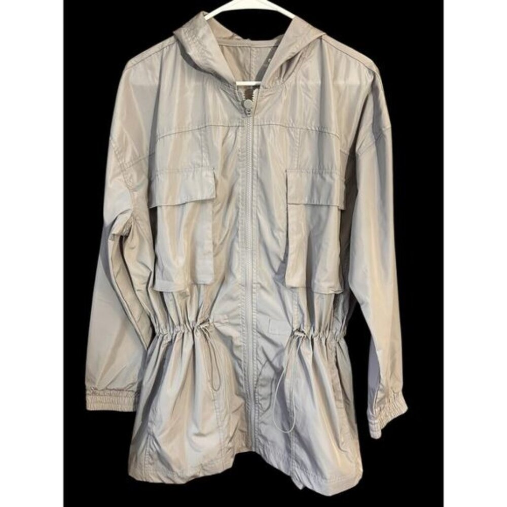 Apana Women’s Water Resistant Gull Grey Full Zip Windbreaker Jacket Size Large